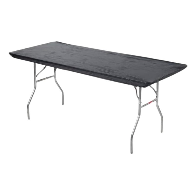 Kwik-Covers 8' Rectangle Plastic Table Covers 30" x 96", Bundle of 5 (Black) - Image 1